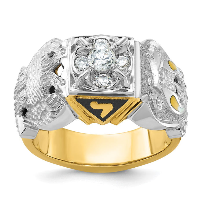 Exclusive 10K Two-Tone Mens Ring with Diamond Emblem | Luxury Design-1
