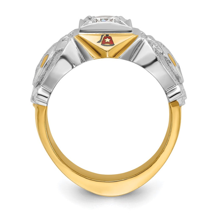 Shop Exclusive 14K Gold Two-Tone Masonic Shriner's Ring | Stylish Design & Diamond Accents-2