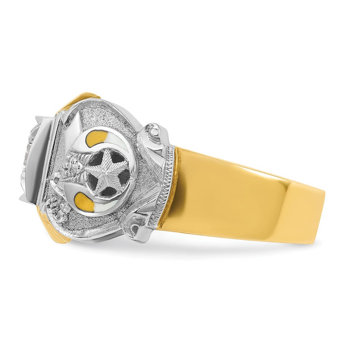 Shop Exclusive 14K Gold Two-Tone Masonic Shriner's Ring | Stylish Design & Diamond Accents-3