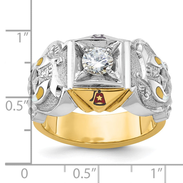 Shop Exclusive 14K Gold Two-Tone Masonic Shriner's Ring | Stylish Design & Diamond Accents-8