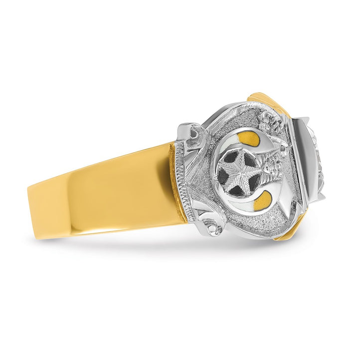 Shop Exclusive 14K Gold Two-Tone Masonic Shriner's Ring | Stylish Design & Diamond Accents-7