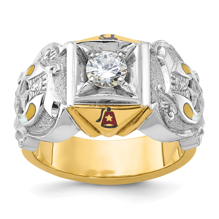 Shop Exclusive 14K Gold Two-Tone Masonic Shriner's Ring | Stylish Design & Diamond Accents-1