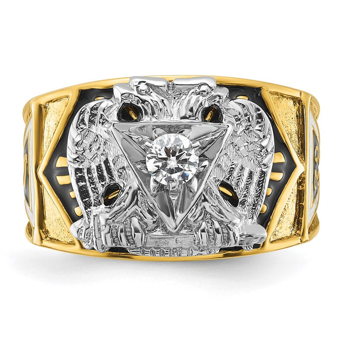 Exclusive 14K Two-Tone Men's Ring with Diamond, Stylish Masonic Design-6