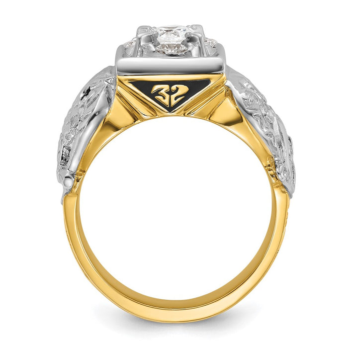 Exclusive 14K Two-Tone Men's Diamond Masonic Ring - Stylish, 1.5" Size-2