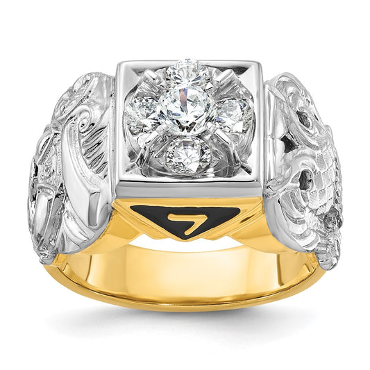 Exclusive 14K Two-Tone Men's Diamond Masonic Ring - Stylish, 1.5" Size