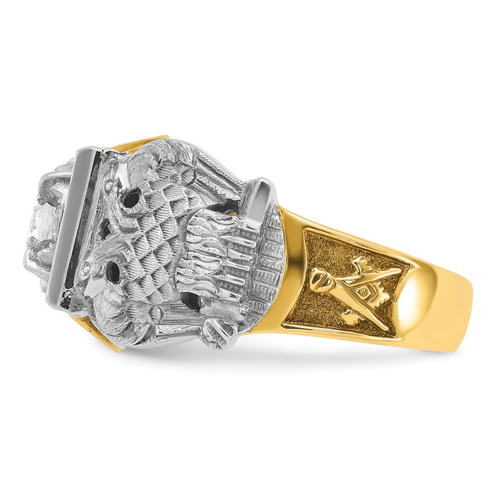 Buy Exclusive 14K Two-Tone Men's Masonic Ring with Diamond - Stylish & Affordable-3