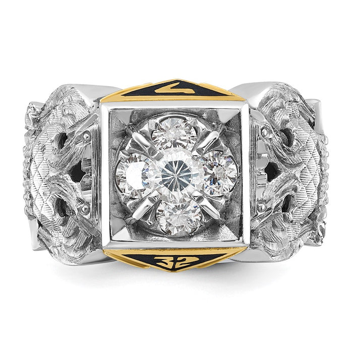 Buy Exclusive 14K Two-Tone Men's Masonic Ring with Diamond - Stylish & Affordable-4