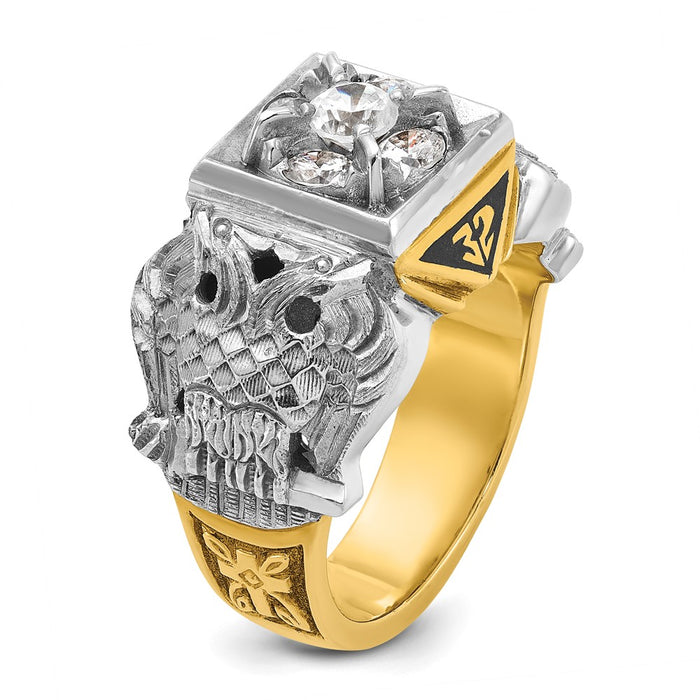 Buy Exclusive 14K Two-Tone Men's Masonic Ring with Diamond - Stylish & Affordable-6