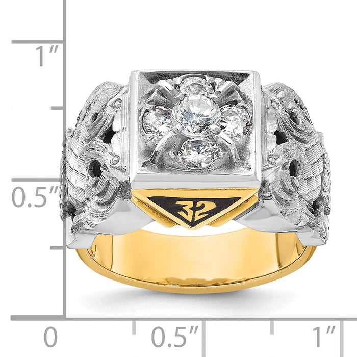 Buy Exclusive 14K Two-Tone Men's Masonic Ring with Diamond - Stylish & Affordable-8