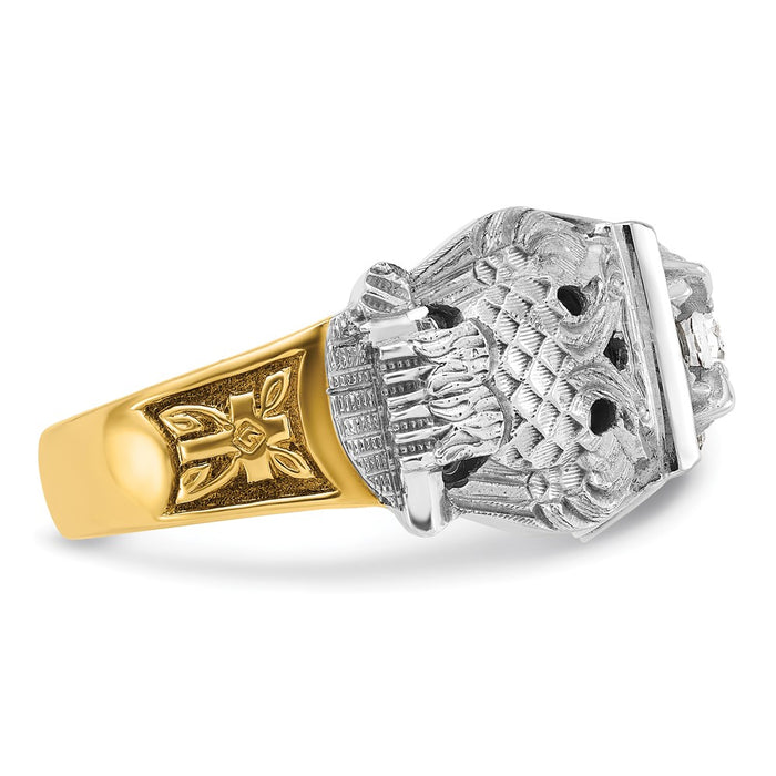 Buy Exclusive 14K Two-Tone Men's Masonic Ring with Diamond - Stylish & Affordable-7