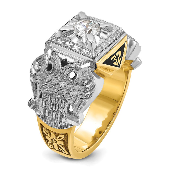Exclusive 14K Two-Tone Masonic Ring with Diamond, Stylish Design, 32nd Degree-6