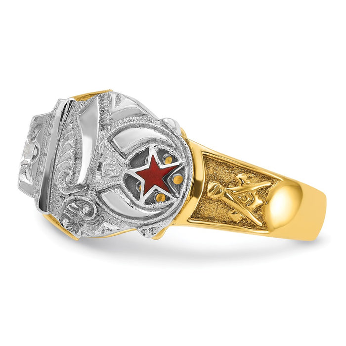 Exclusive 14K Two-Tone Men's Masonic Ring with Diamond Accents - Stylish Design-3