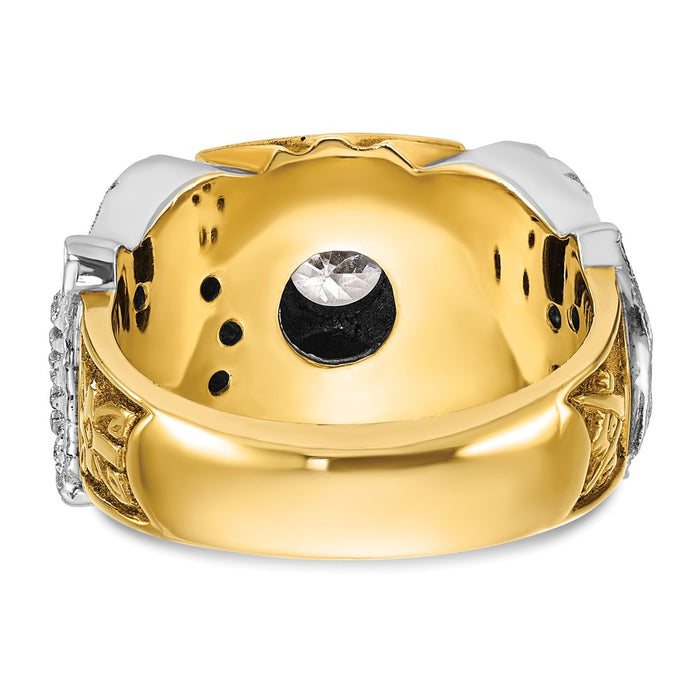 Exclusive 14K Two-Tone Men's Masonic Ring with Diamond Accents - Stylish Design-5