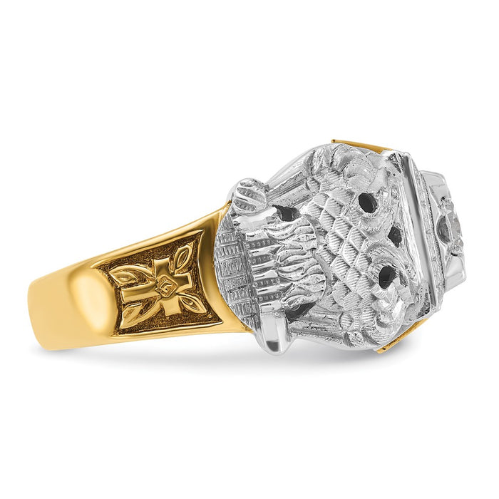Exclusive 14K Two-Tone Men's Masonic Ring with Diamond Accents - Stylish Design-7