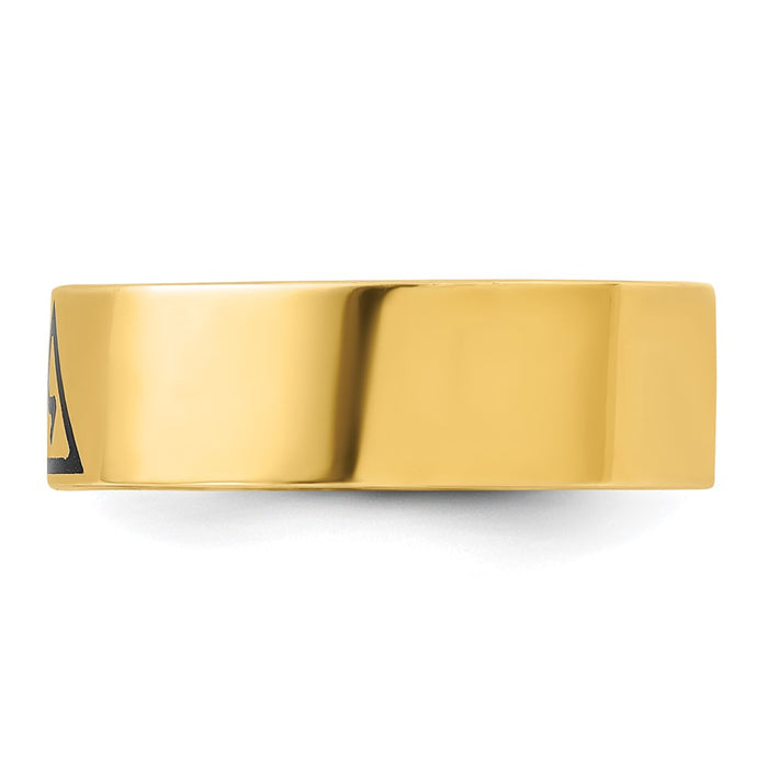 Exclusive 14K Men's Masonic Ring - Polished Black Enamel, Stylish Design-3