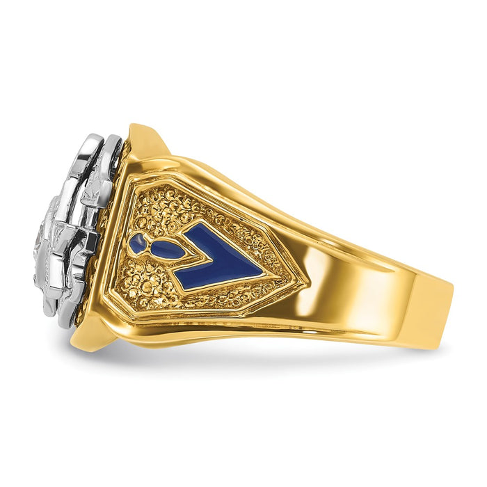 High-Quality 14K Gold Masonic Ring - Stylish Diamond & Enamel, 9.5g-3