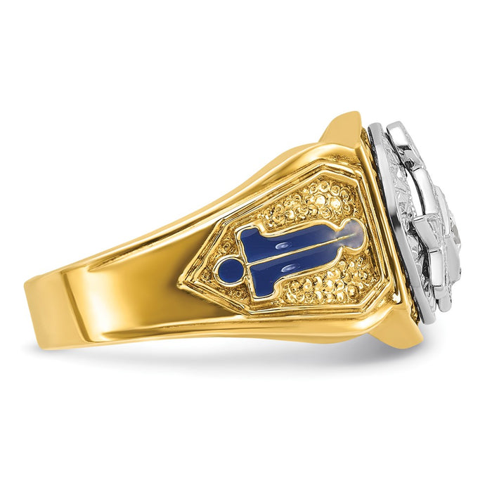 High-Quality 14K Gold Masonic Ring - Stylish Diamond & Enamel, 9.5g-7