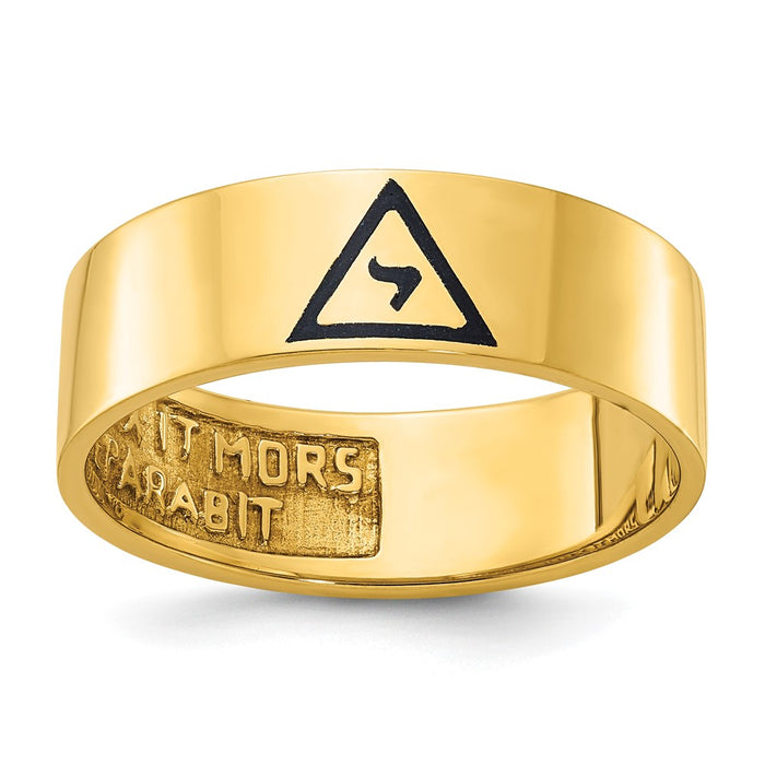 Exclusive 14K Men's Masonic Ring - Polished Black Enamel, Stylish Design-1