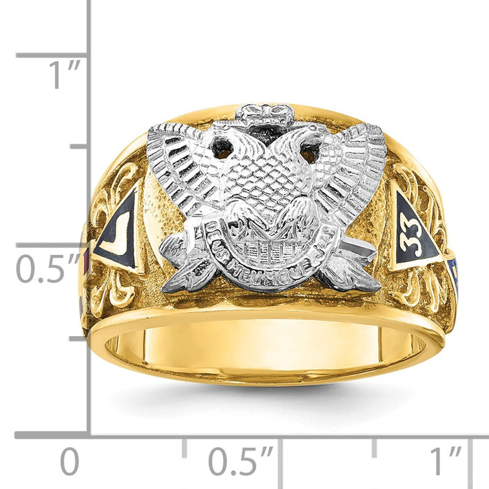 Buy High-Quality 10K Two-Tone Masonic Ring - Stylish Active 33rd Design, Value!-3