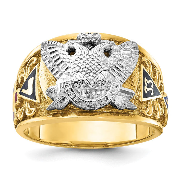 Buy High-Quality 10K Two-Tone Masonic Ring - Stylish Active 33rd Design, Value!-1
