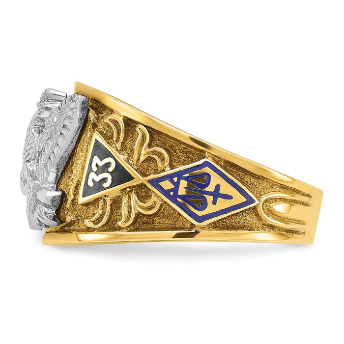 Buy Stylish 14K Two-Tone Masonic Ring - 33rd Degree, Polished & Textured-5