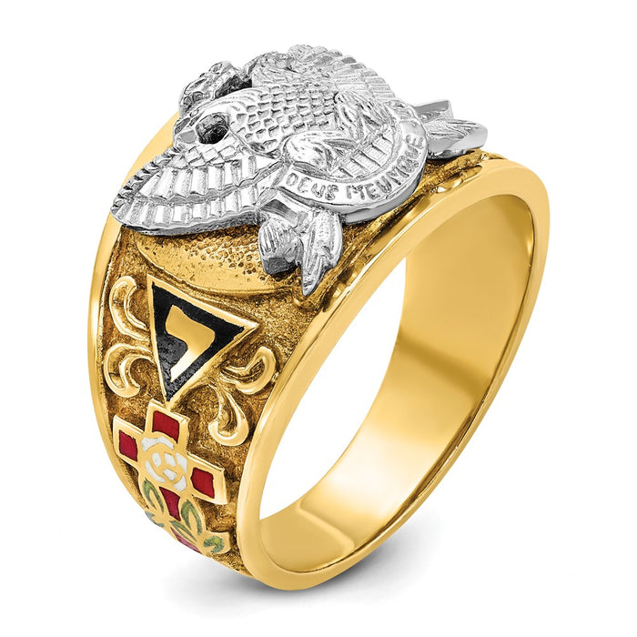 Buy Stylish 14K Two-Tone Masonic Ring - 33rd Degree, Polished & Textured-9