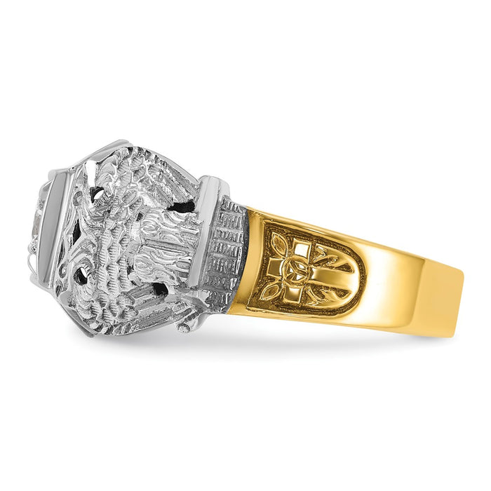 Exclusive 10K Two-Tone Men's Ring with Black Enamel & Diamond - Stylish Design-3