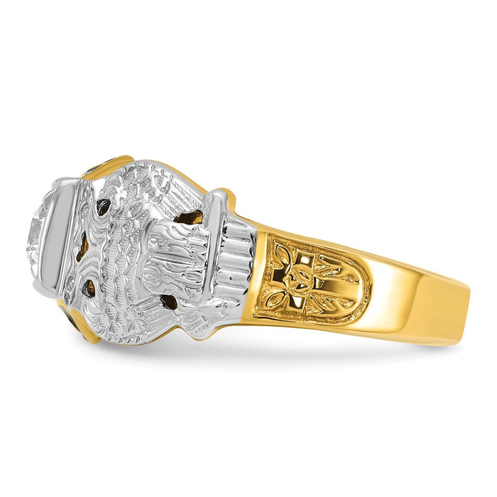 Exclusive 14K Two-Tone Men's Masonic Ring | Stylish Diamond Accents & Enamel-5