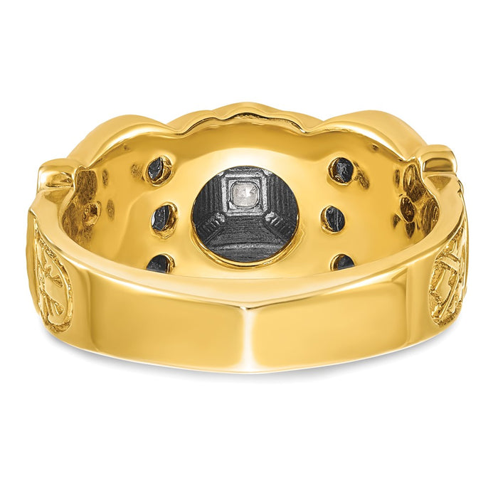 Exclusive 14K Two-Tone Men's Masonic Ring | Stylish Diamond Accents & Enamel-7
