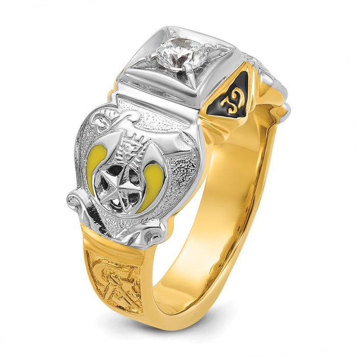 Exclusive 14K Two-Tone Men's Masonic Ring | Stylish Diamond Accents & Enamel-8