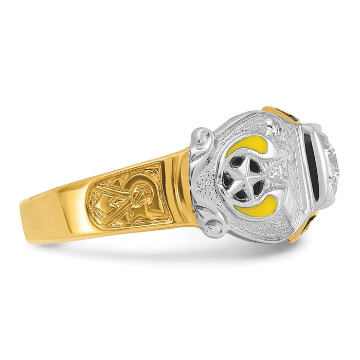 Exclusive 14K Two-Tone Men's Masonic Ring | Stylish Diamond Accents & Enamel-9