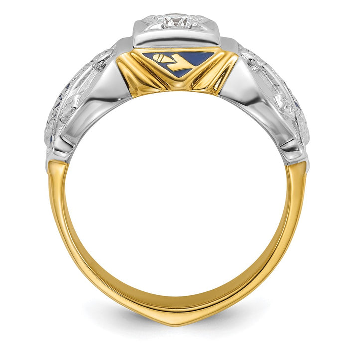 Shop Exclusive 14K Two-Tone Masonic Ring with Blue Enamel & Diamonds-2