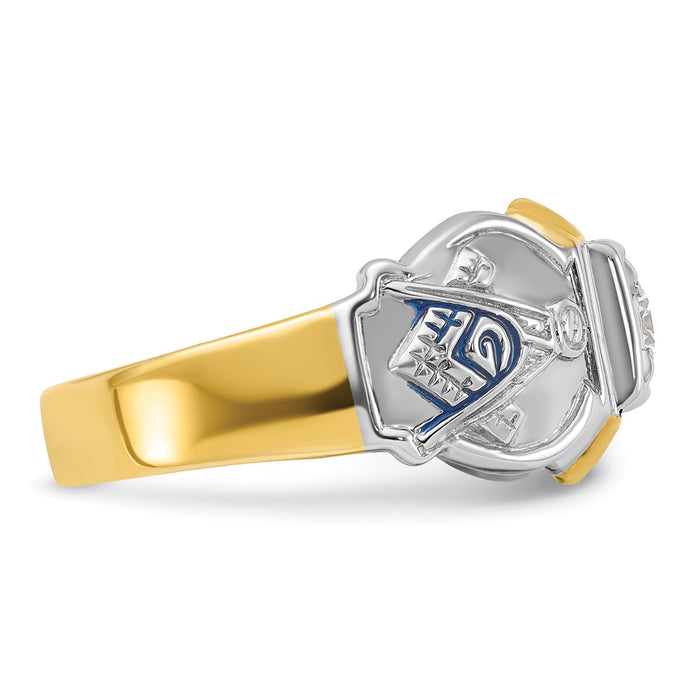 Shop Exclusive 14K Two-Tone Masonic Ring with Blue Enamel & Diamonds-3