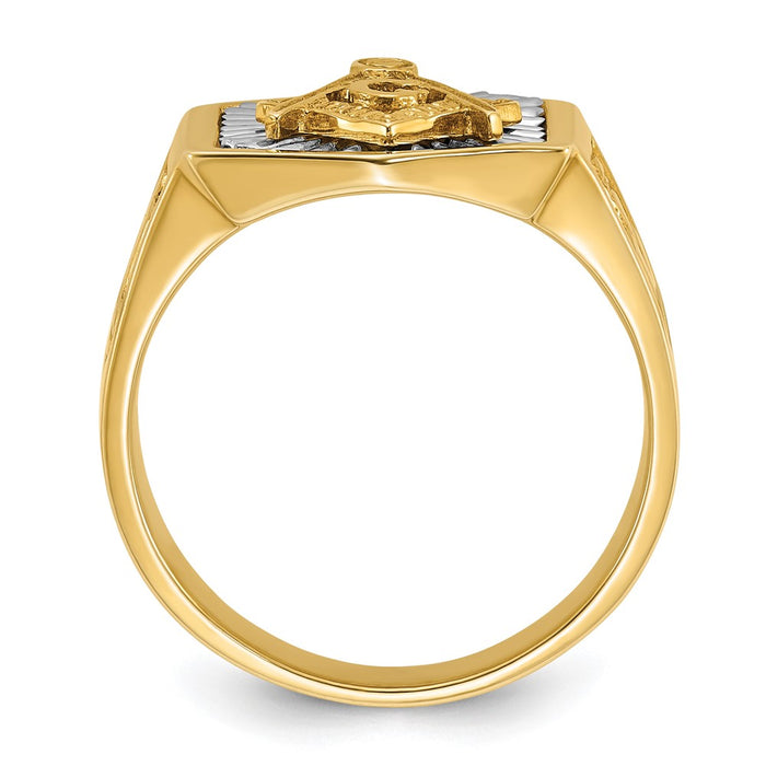 High-Quality 14K Two-Tone Masonic Ring | Stylish Sun Ray Design, Affordable Price-2
