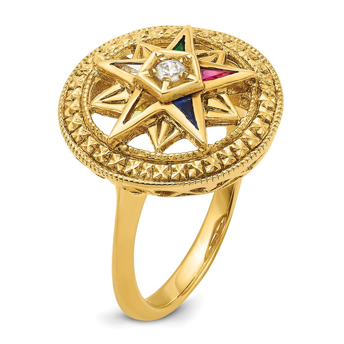 Buy Exclusive 14K Gold Women's Masonic Ring - Stylish Eastern Star Design with CZ & Diamond Accents-6