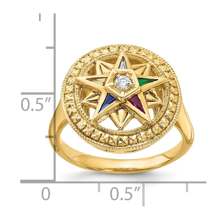 Buy Exclusive 14K Gold Women's Masonic Ring - Stylish Eastern Star Design with CZ & Diamond Accents-7