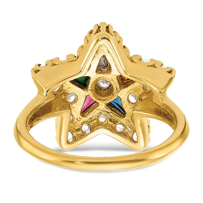 Exclusive 10k Women's Polished Masonic Ring with Multi-Color CZ & Diamonds-5
