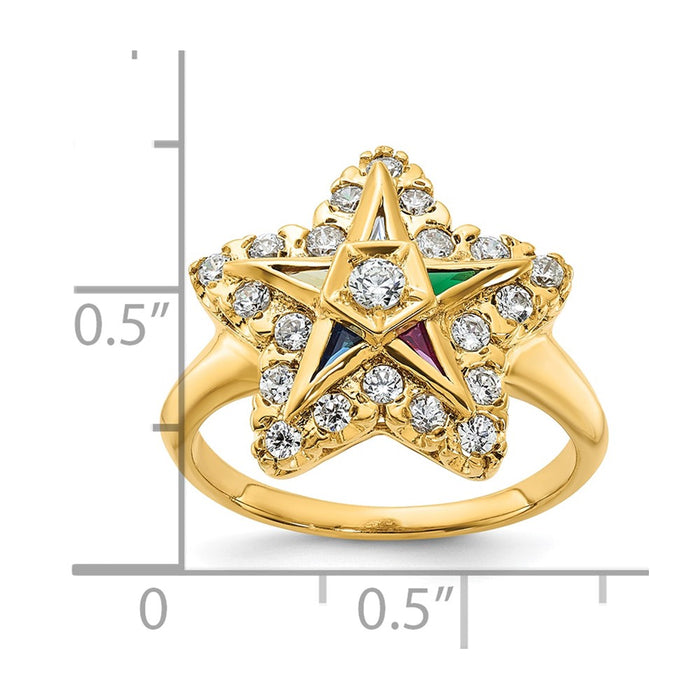 Exclusive 10k Women's Polished Masonic Ring with Multi-Color CZ & Diamonds-7