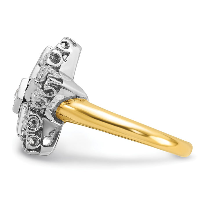 Exclusive 14K Two-Tone Women's Masonic Ring - Stylish Beaded Design with CZ-3