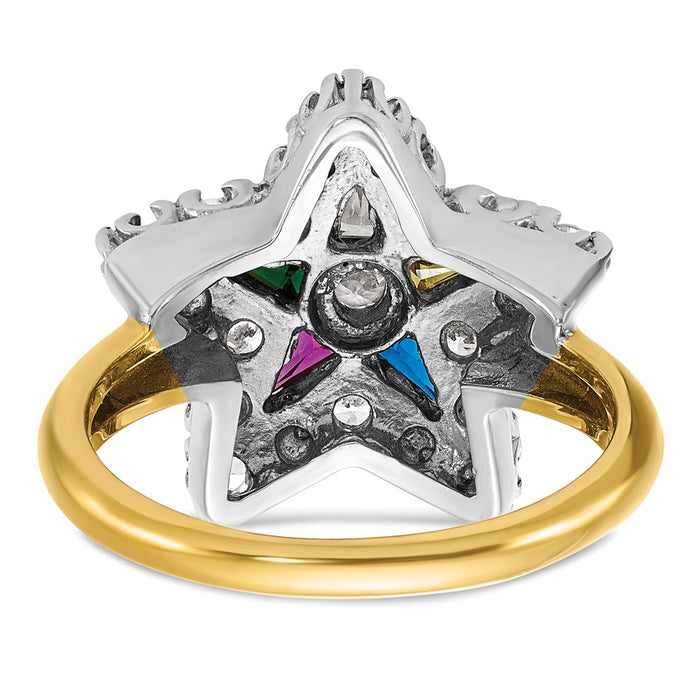 Exclusive 14K Two-Tone Women's Masonic Ring - Stylish Beaded Design with CZ-5