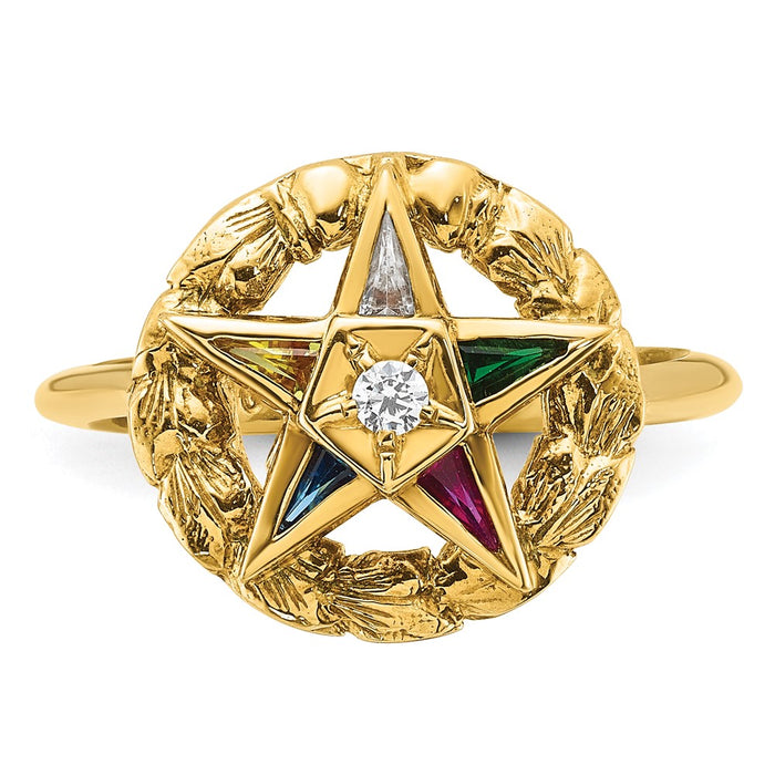 Exclusive 14K Gold Women's Masonic Ring | Stylish Eastern Star with CZ Accents-4