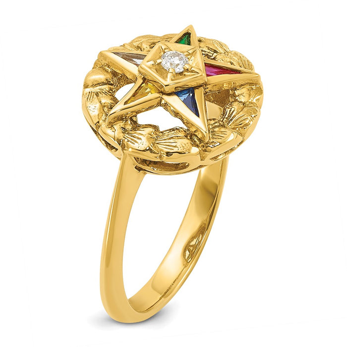 Exclusive 14K Gold Women's Masonic Ring | Stylish Eastern Star with CZ Accents-6