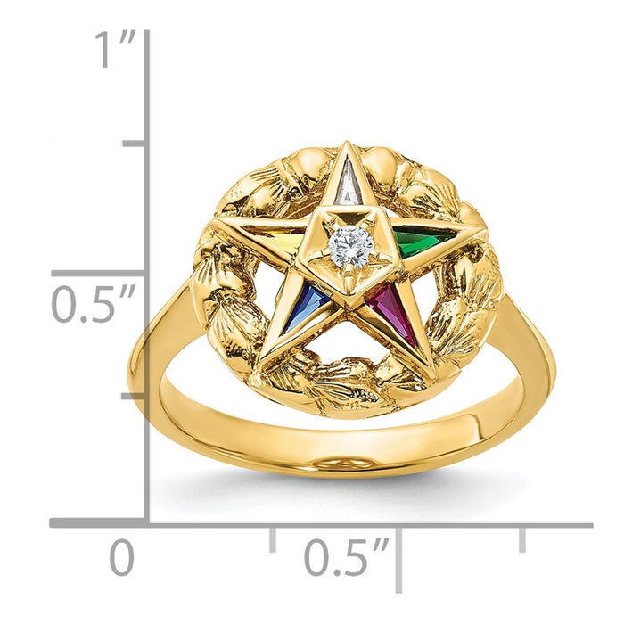 Exclusive 14K Gold Women's Masonic Ring | Stylish Eastern Star with CZ Accents-7