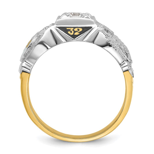 Buy Exclusive 14K Gold Two-Tone Men's Masonic Ring - Stylish Diamond Accent, Value!
