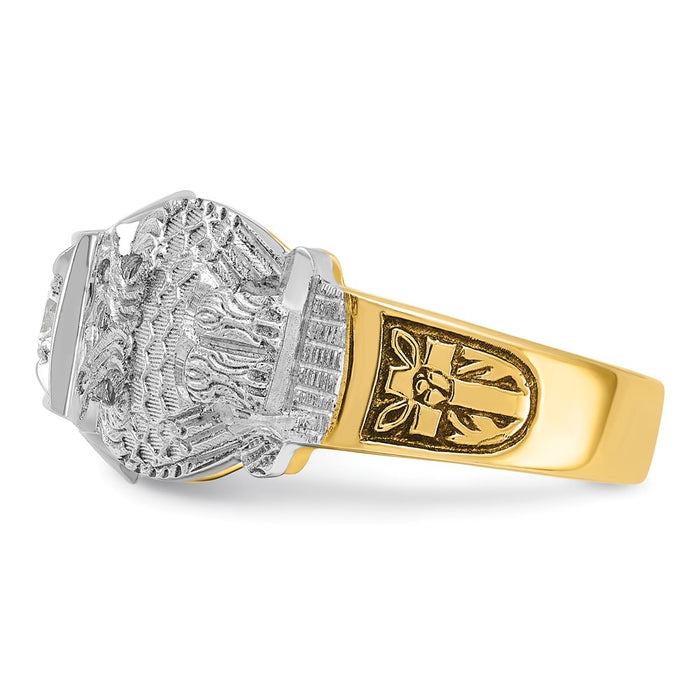 Buy Exclusive 14K Gold Two-Tone Men's Masonic Ring - Stylish Diamond Accent, Value!-5