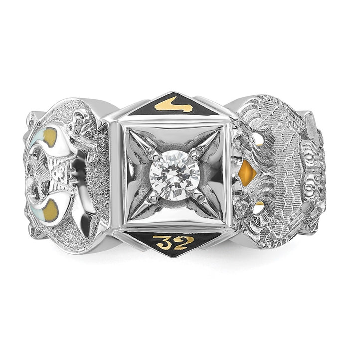 Buy Exclusive 14K Gold Two-Tone Men's Masonic Ring - Stylish Diamond Accent, Value!-6