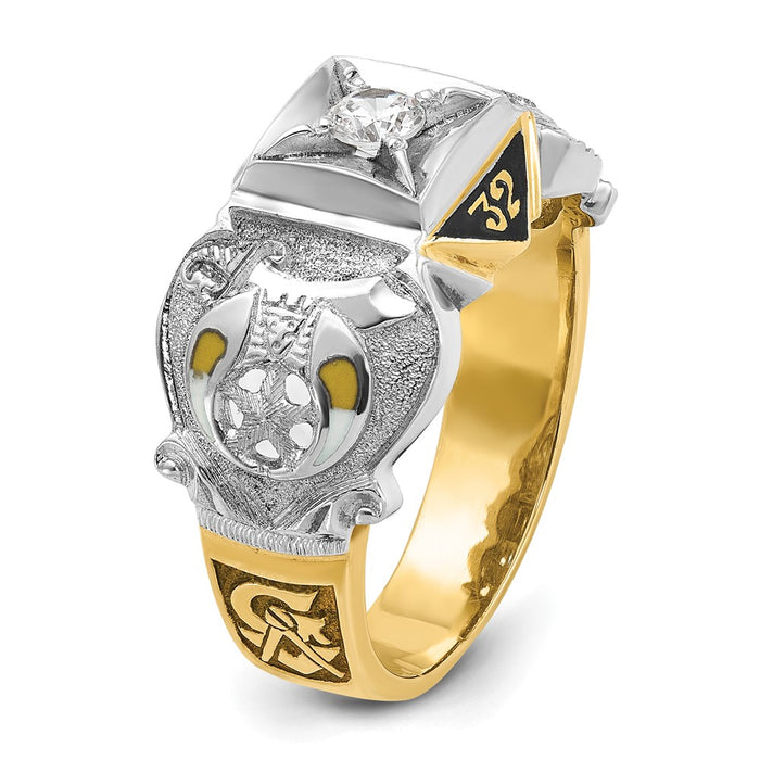 Buy Exclusive 14K Gold Two-Tone Men's Masonic Ring - Stylish Diamond Accent, Value!-8