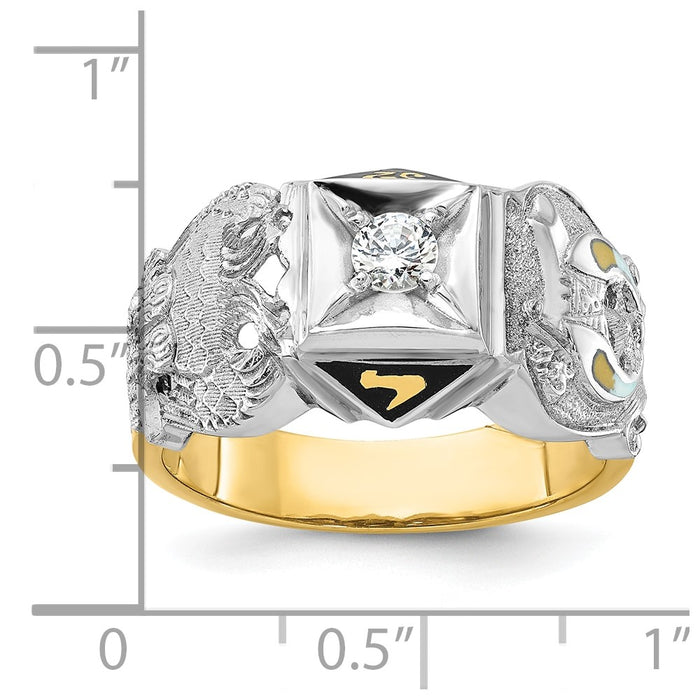 Buy Exclusive 14K Gold Two-Tone Men's Masonic Ring - Stylish Diamond Accent, Value!-3