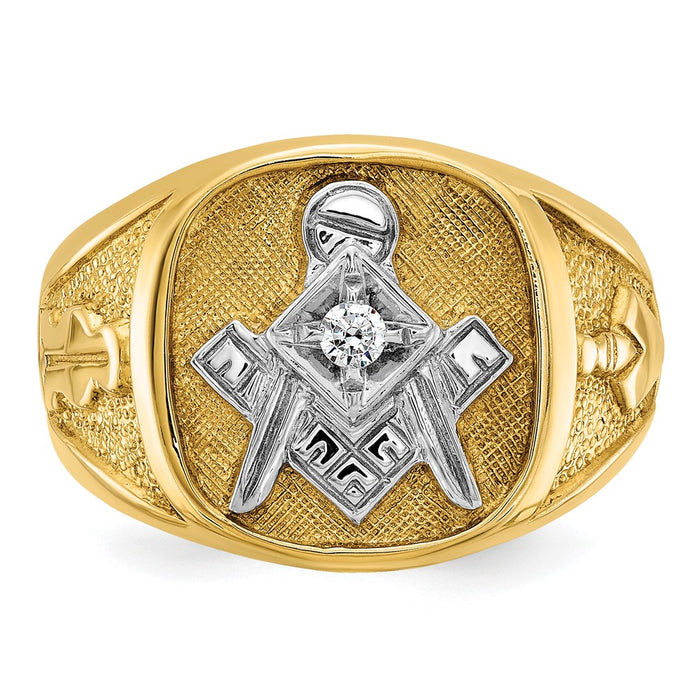 Shop 14K White Gold Masonic Ring with Diamonds - Stylish & Exclusive Design-6