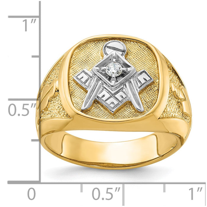 Shop 14K White Gold Masonic Ring with Diamonds - Stylish & Exclusive Design-3